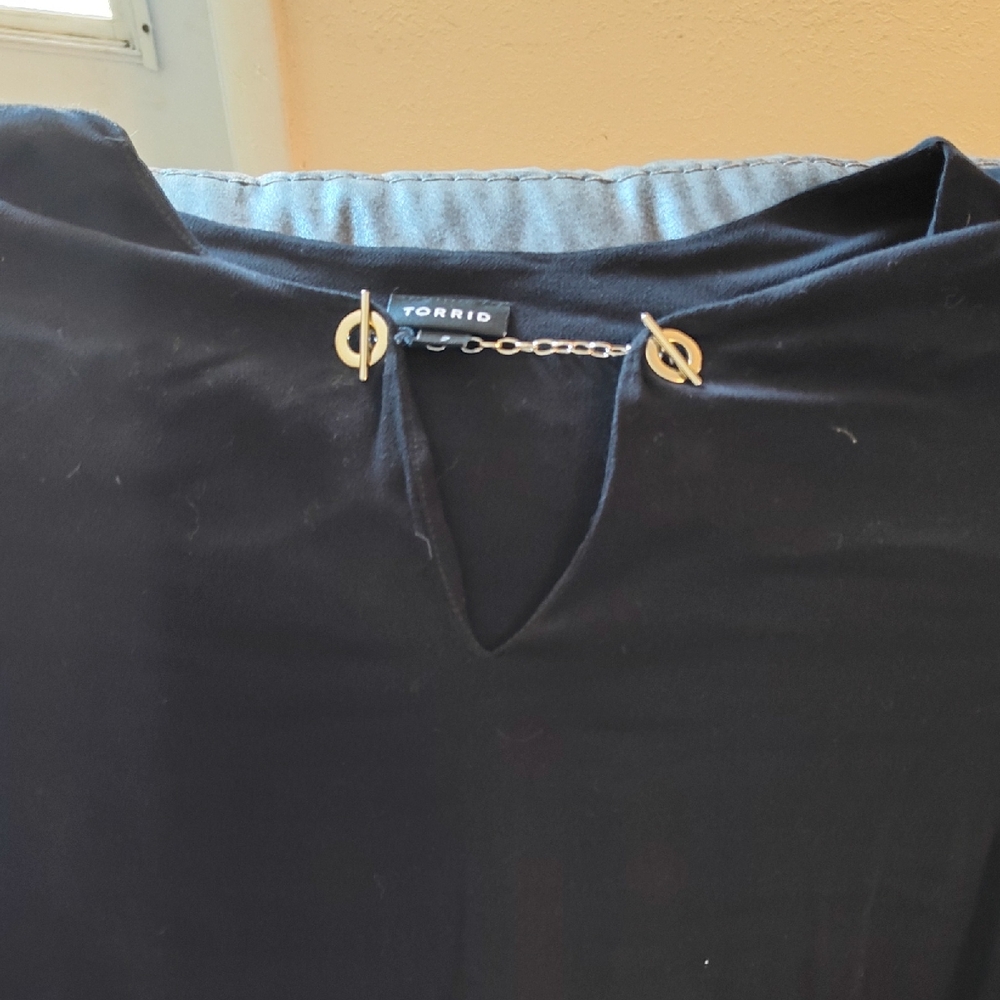 Torrid Black Blouse with Gold Details